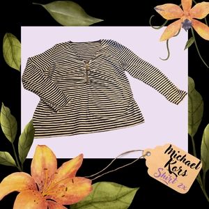 Michael Kors - 2X - Striped stretchy shirt in black and white horizontal stripes